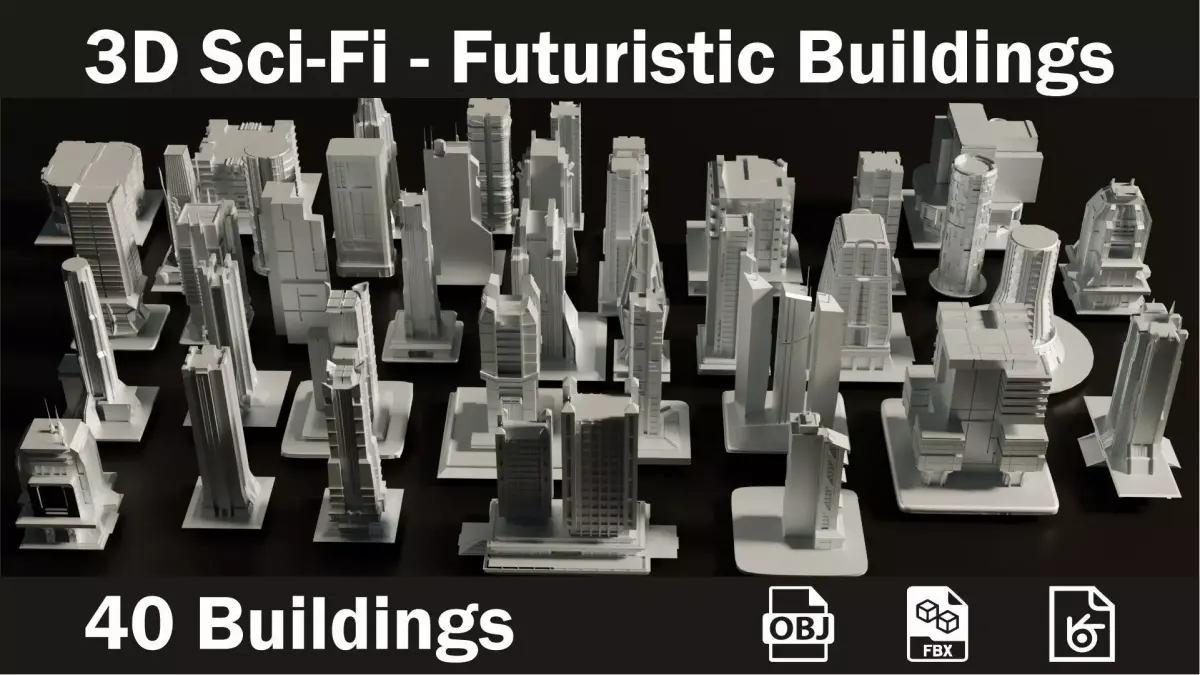 3D sci fi skyscraper  futuristic buildings 3D model