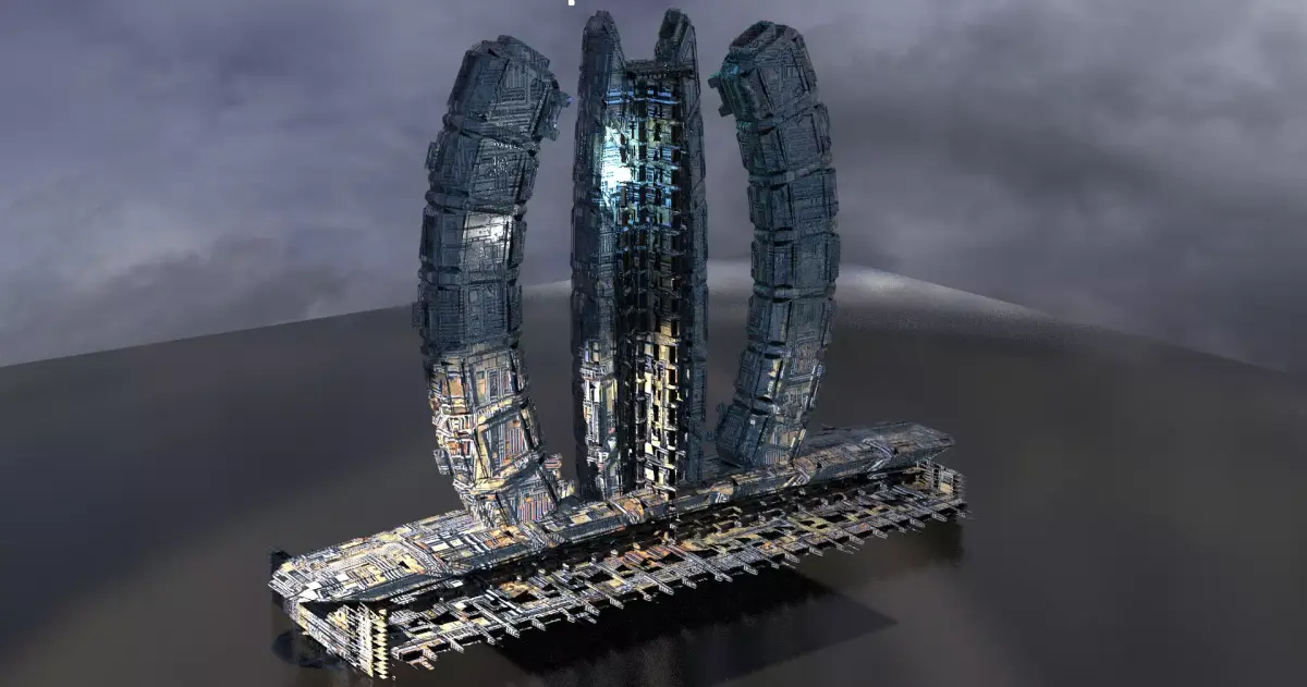 Alien Deepsea rig base  Low-poly 3D model