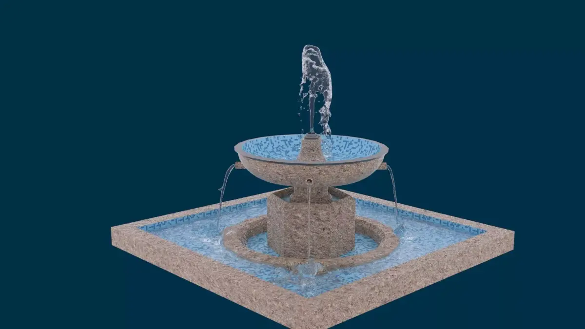 Realistic Water Fountain Loop Animation 8 3D model