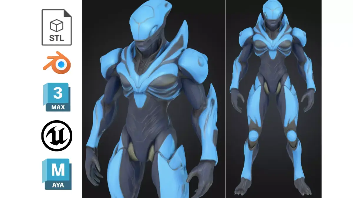 Stylized Sci Fi Alien Soldier Low-poly 3D model