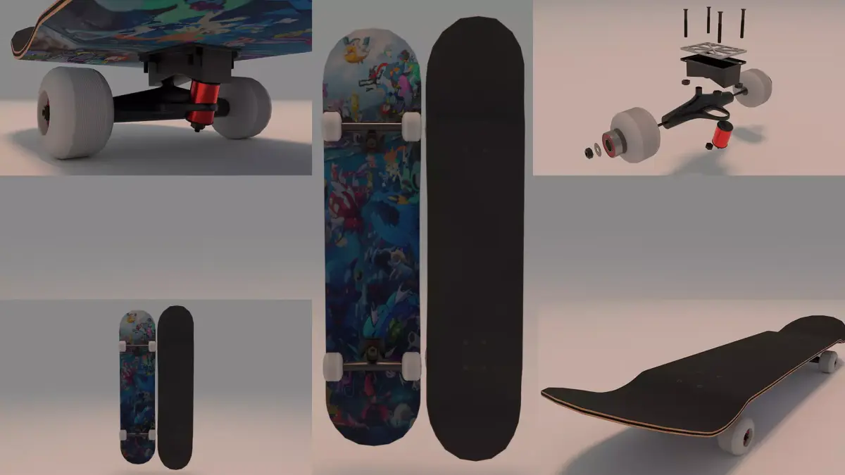 Anime Pokemon Skateboard 3D model
