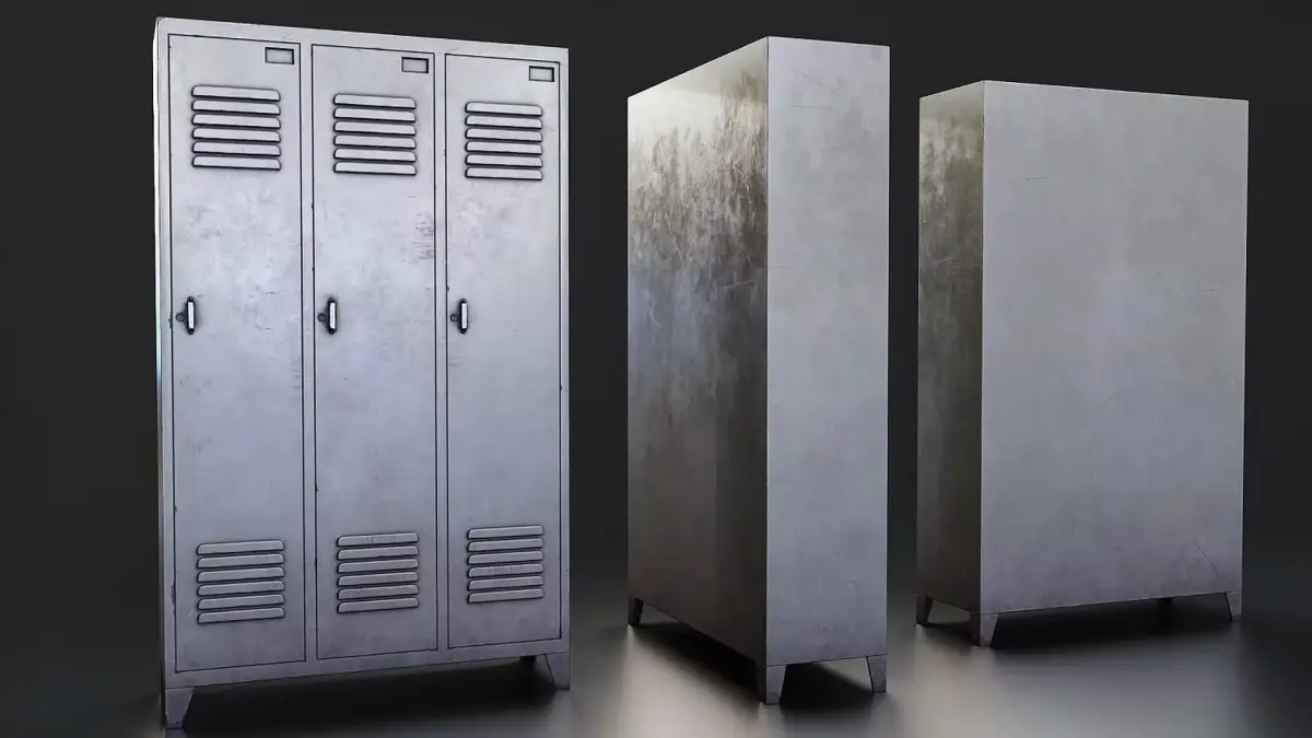 Industrial Metal Locker Low-poly 3D model