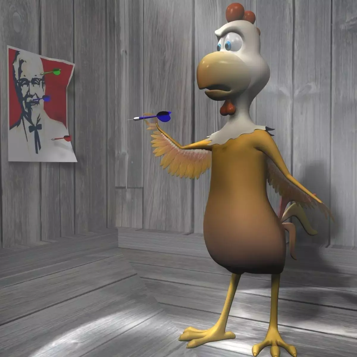 Cartoon chicken RIGGED Low-poly 3D model