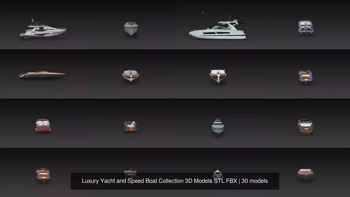 Luxury Yacht and Speed Boat Collection 3D Models STL FBX 3D Model Pack