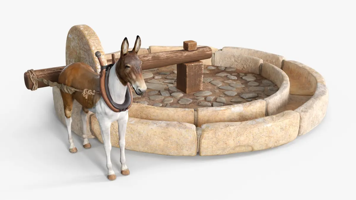 Mule Drawn Stone Well 3D model