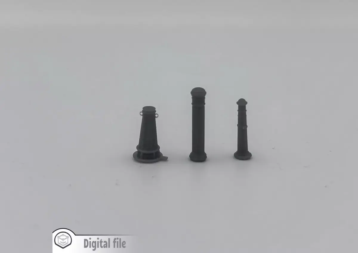Set of 3 urban bollard 1 train model  3D print model