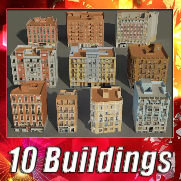 Building Collection 61 - 70 Low-poly 3D model