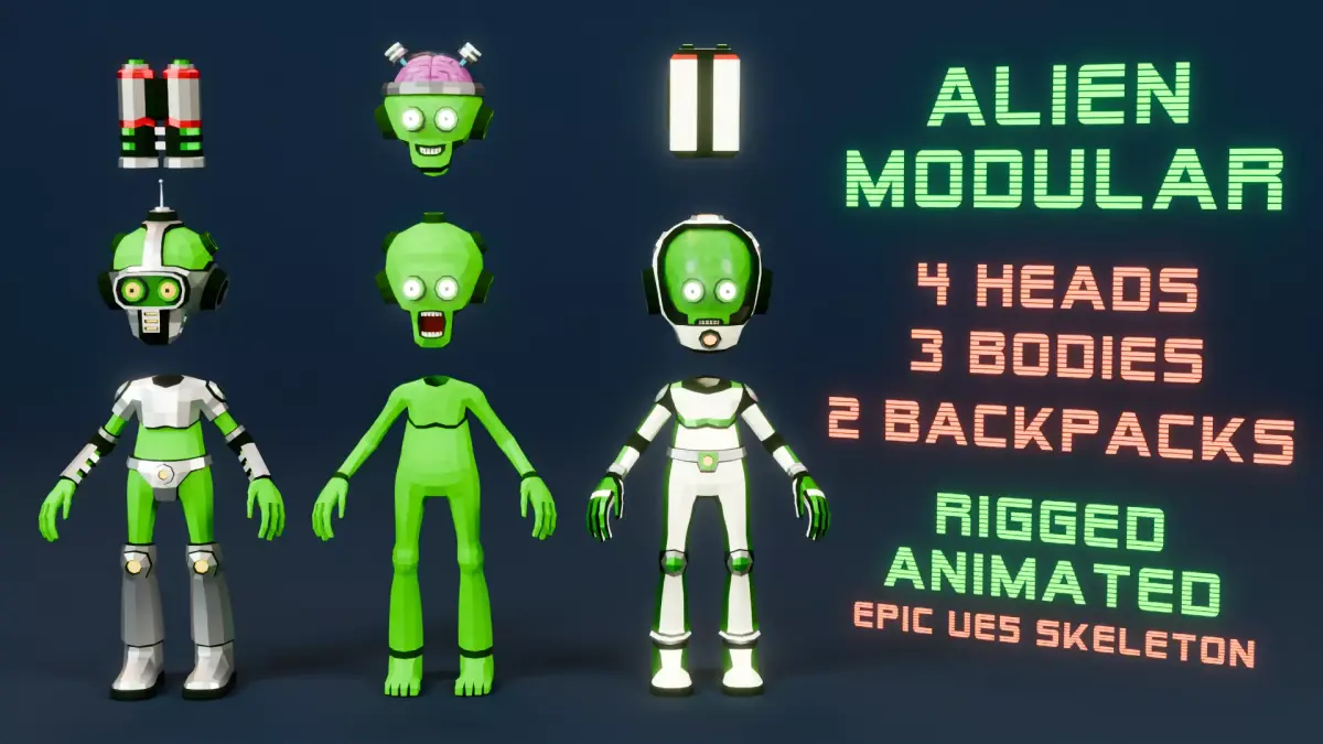 Alien Modular - low-poly stylized Low-poly 3D model
