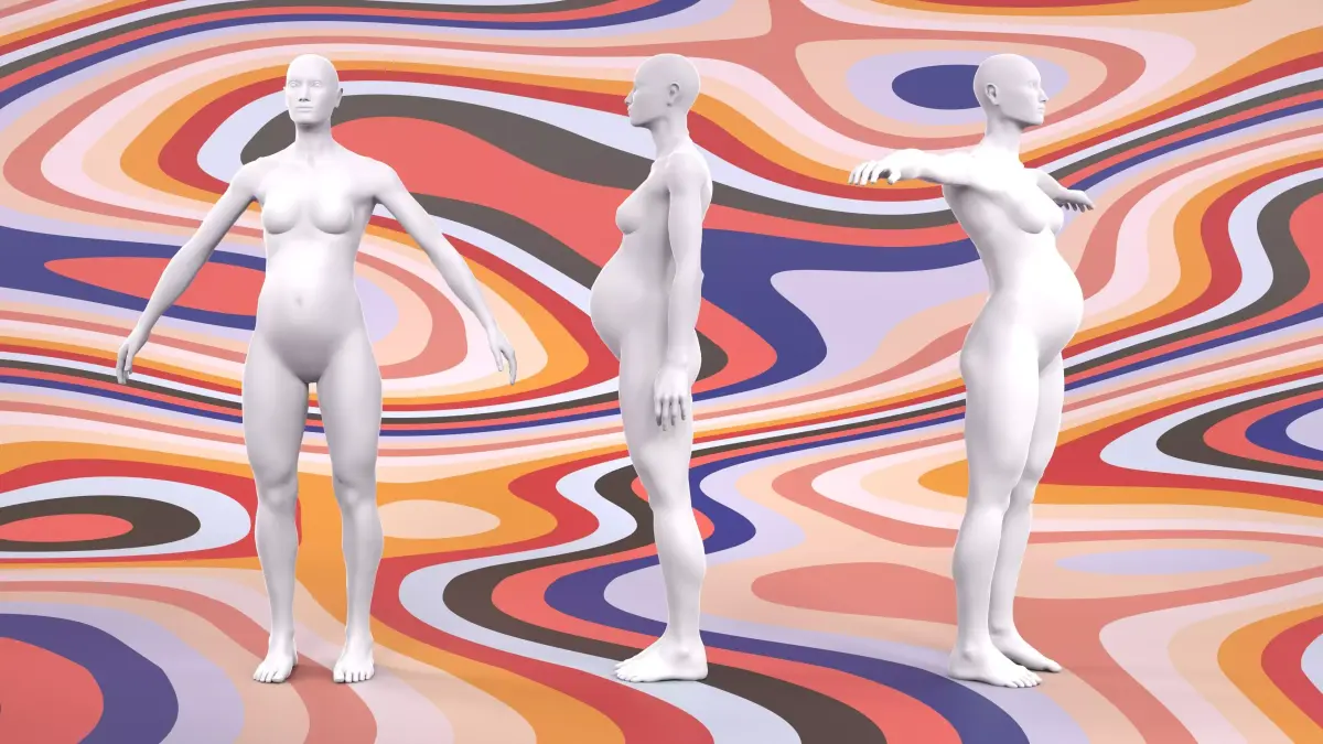 8 months pregnant fashion mannequin fitting set 3D model