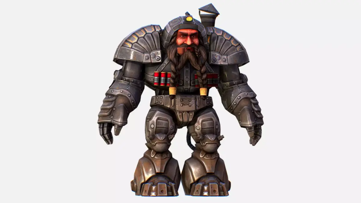 Mailed Armored Metal Gnome Robot Game Character Low-poly 3D model