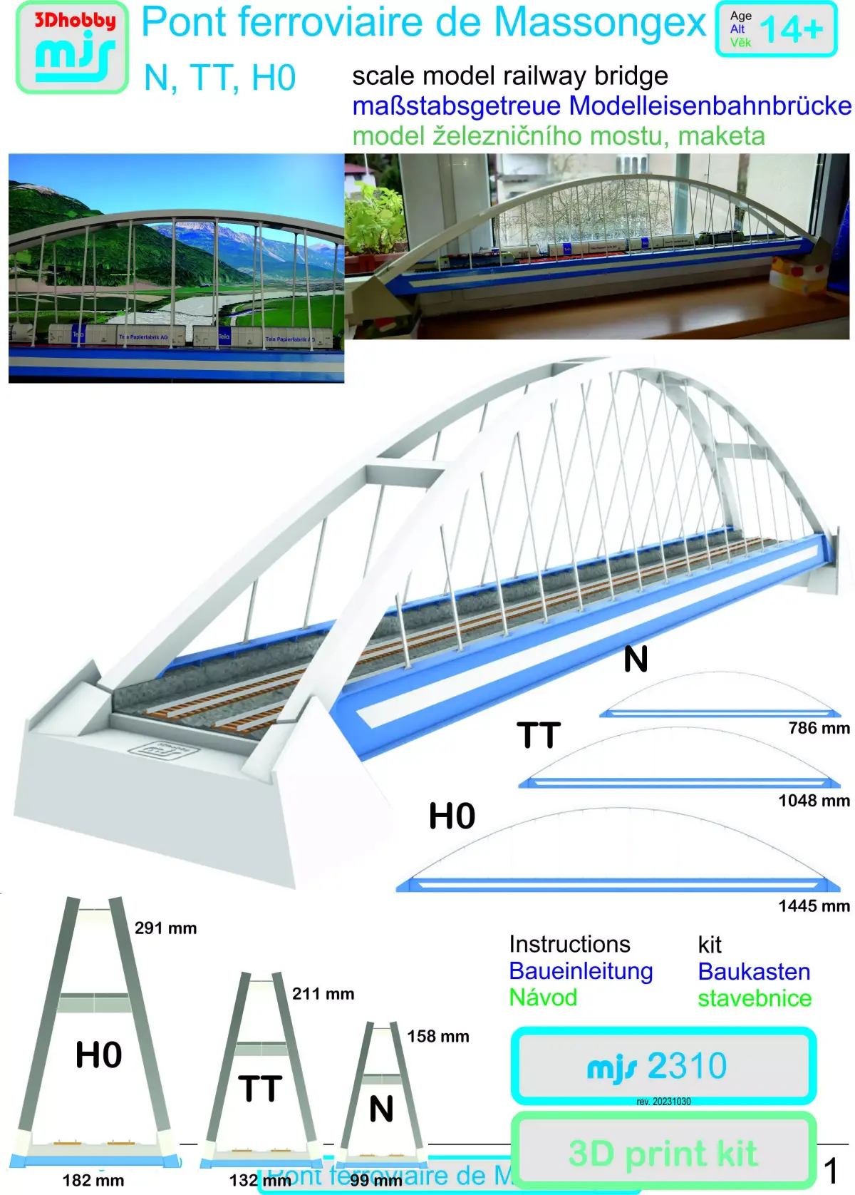 MJS2310-H0 PONT FERROVIAIRE DE MASSONGEX-Railway Bridge 3D print 3D print model purchase