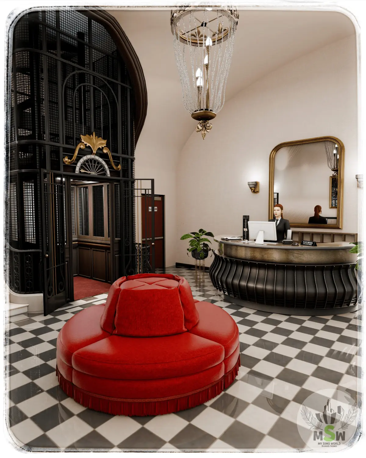 Hotel Entance Blender Scene - DAY and NIGHT Free 3D model