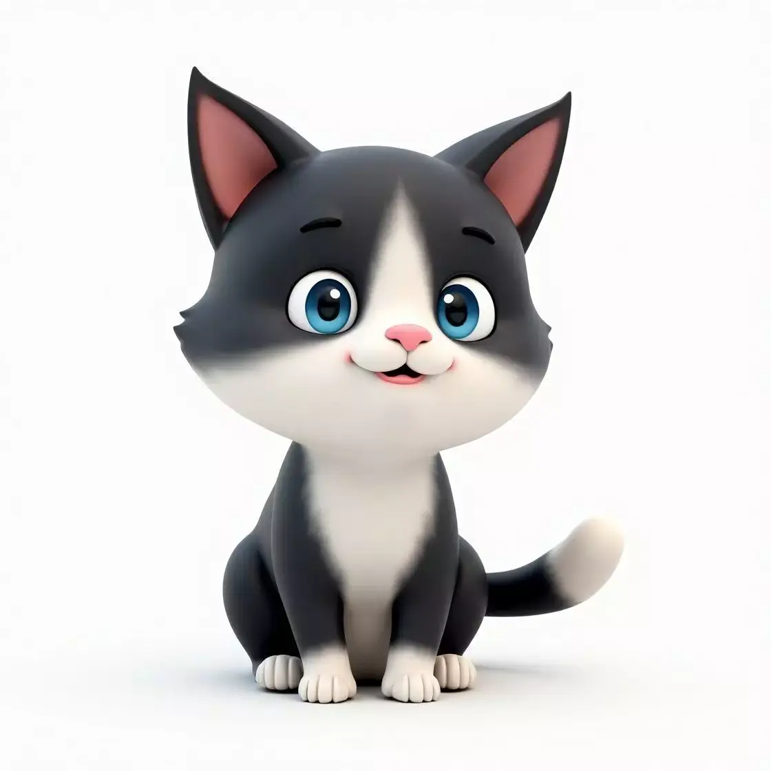 Cute Tuxedo Cat - Cartoon Character 3D Model Low-poly 3D model