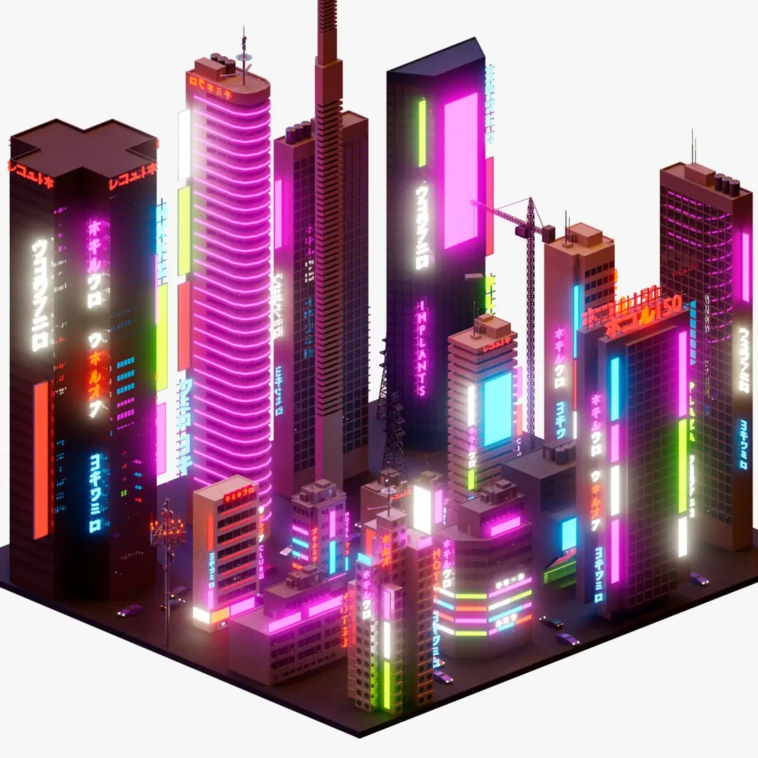 Cyberpunk City 3D model 2