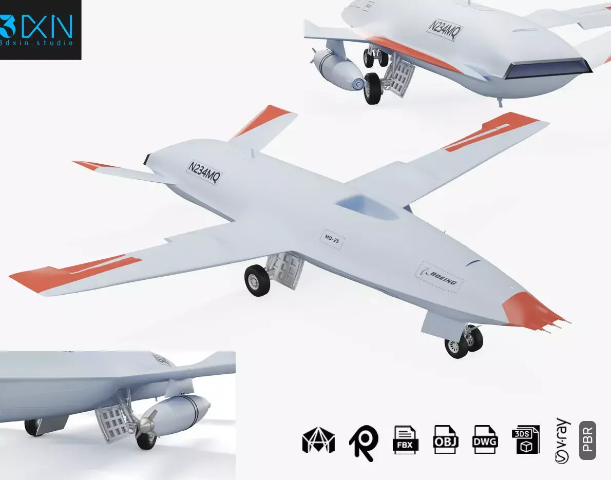 Boeing MQ25 Stingray Aerial Refueling Drone 3D model