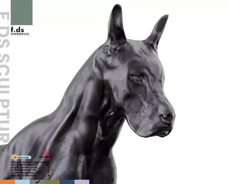 Black Doberman Dog Statue Low-poly 3D model