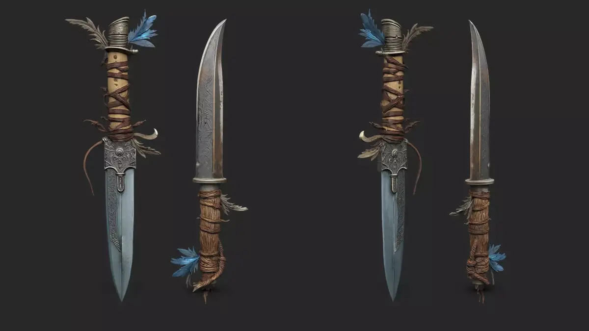 Native american ornamet dagger High Poly Resolution 3D model
