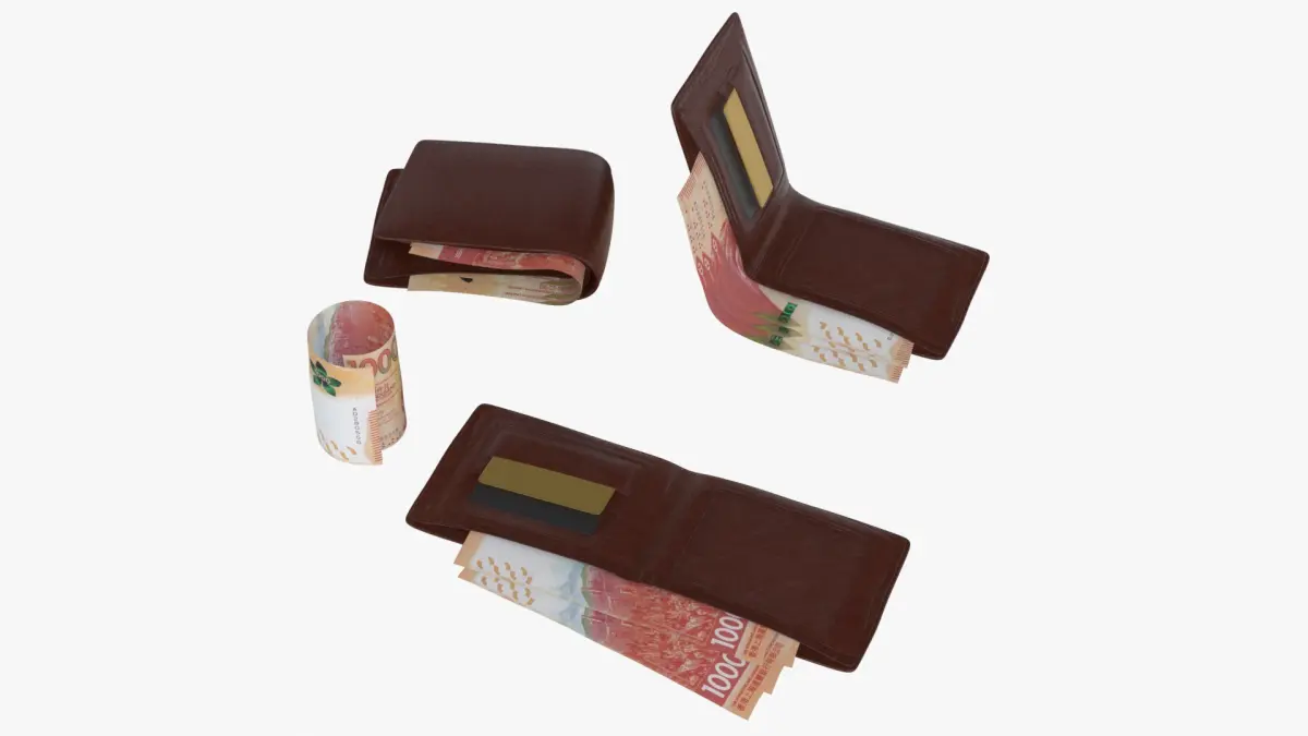 HongKong 1000 Dollar Wallet Money Purse 3D model