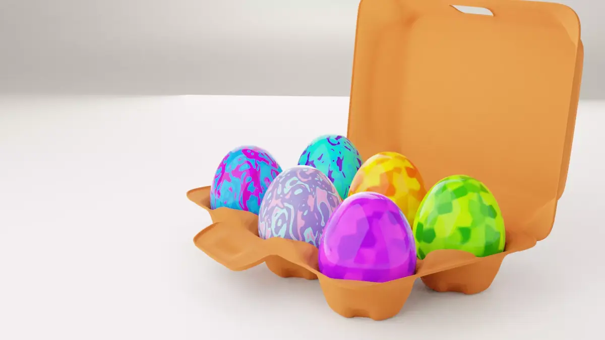 Rigged Egg Box 3D Model Including 6 Easter Eggs Low-poly 3D model