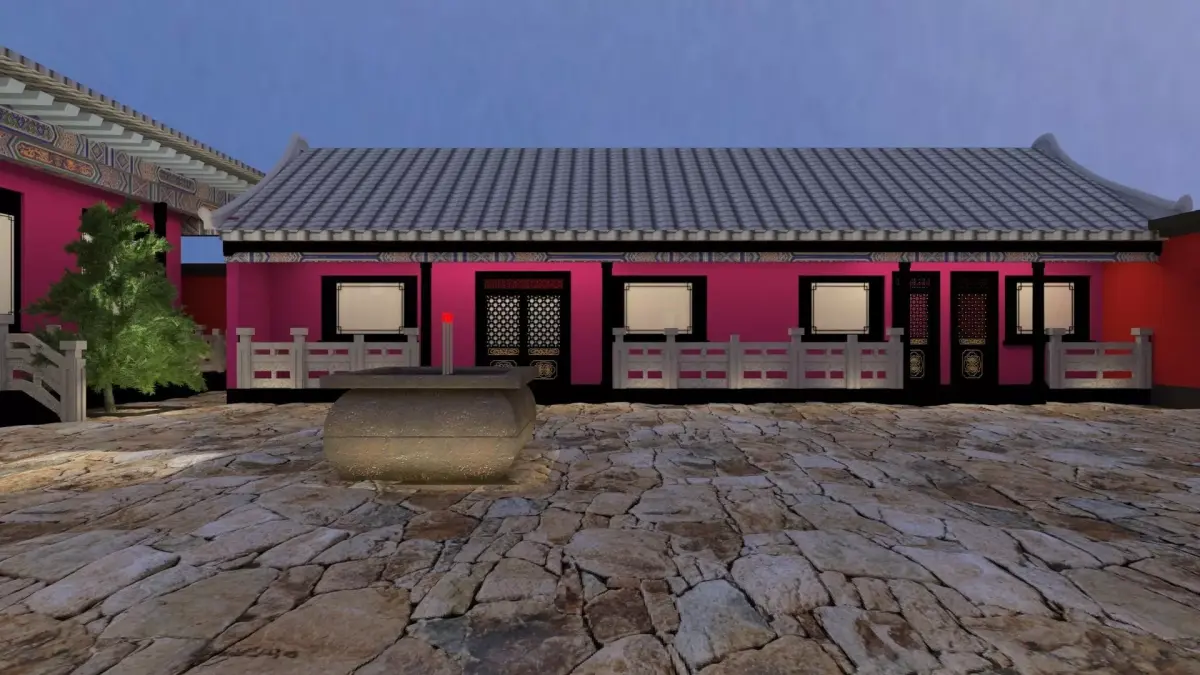Chinese ancient courtyard  house 3D model 2