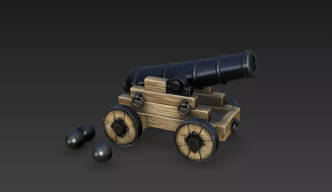 Antique Naval Cannon  18th Century 3D model