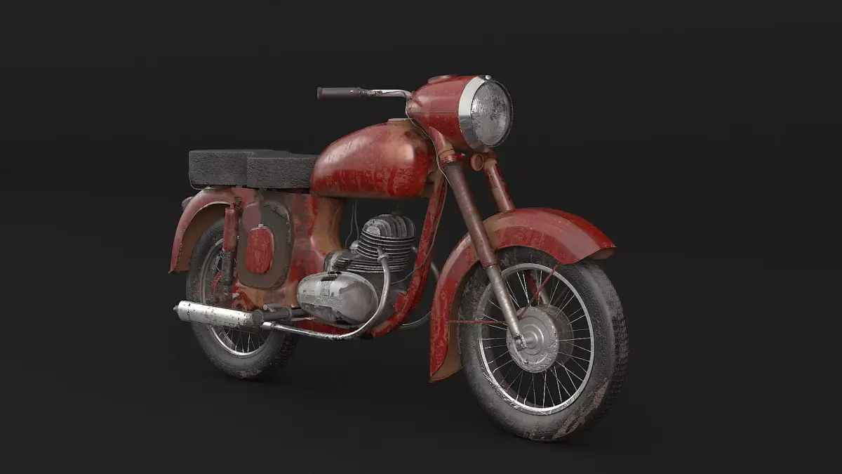 Classic Motorcycle Rusted 3D model