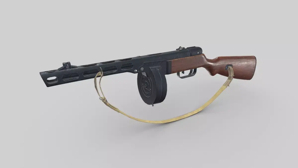 PPSH 41 Low-poly PBR Free low-poly 3D model