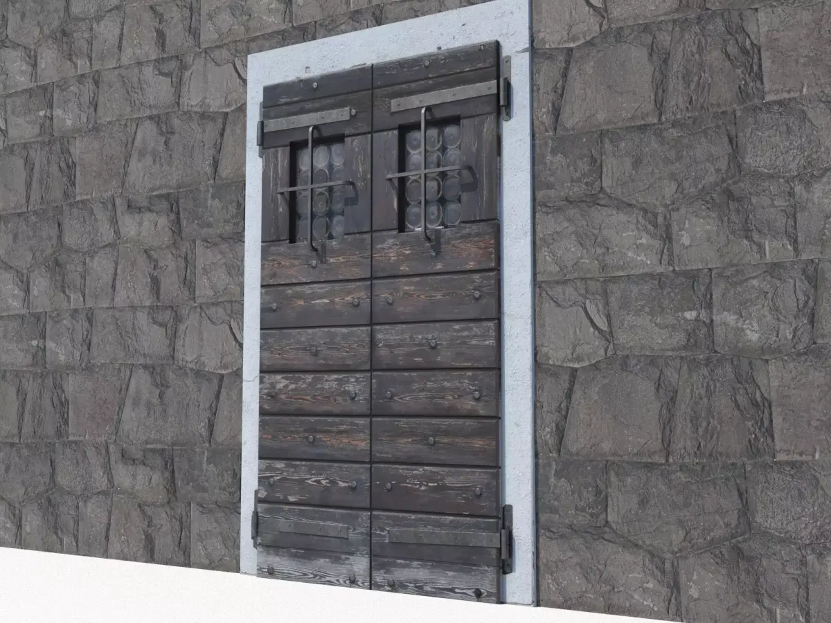 Ancient door 2 Low-poly 3D model