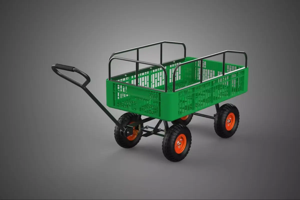 PLASTIC CRATE BED RAILS FENCE CAGE TROLLEY CART UTILITY TRUCK 4W 3D model