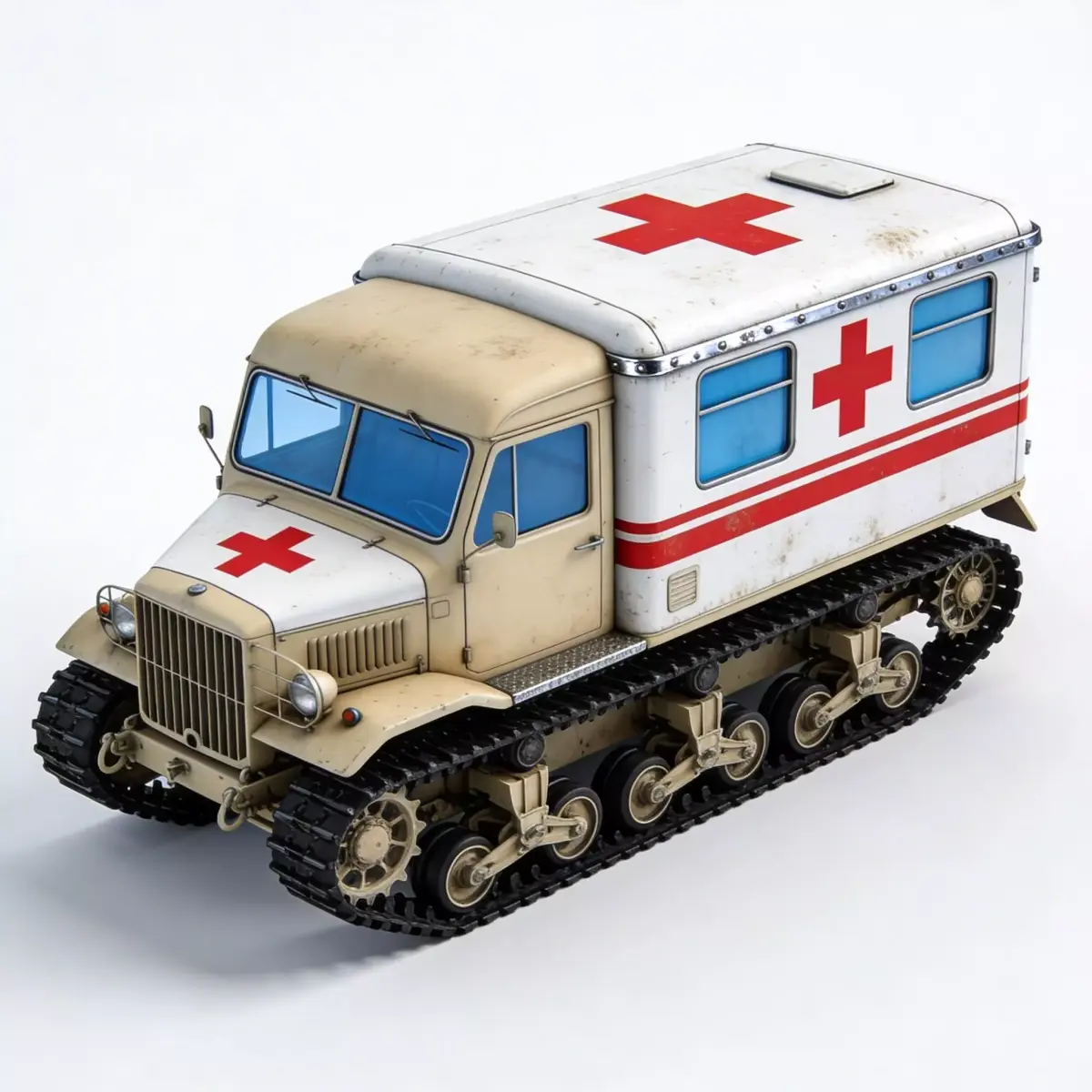 Realistic Sci-Fi Half-Track Medical Van Low-poly 3D model