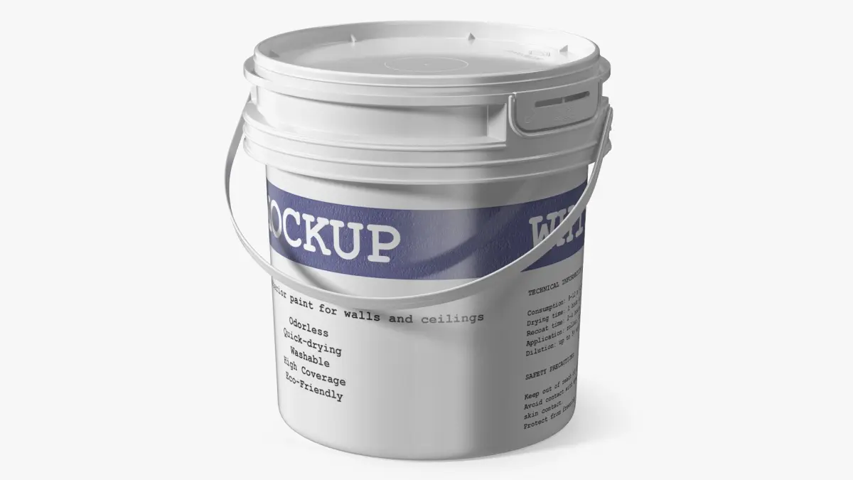 Mockup Plastic Paint Bucket White 3D model