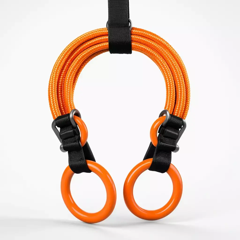 Orange Gymnastic Rings with Rope 3D model
