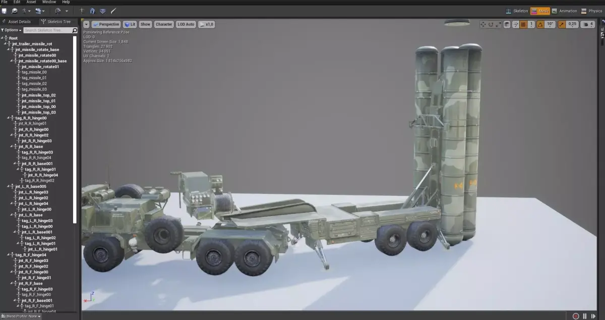 Rigged S-400 Missile n Radar Low-poly 3D model