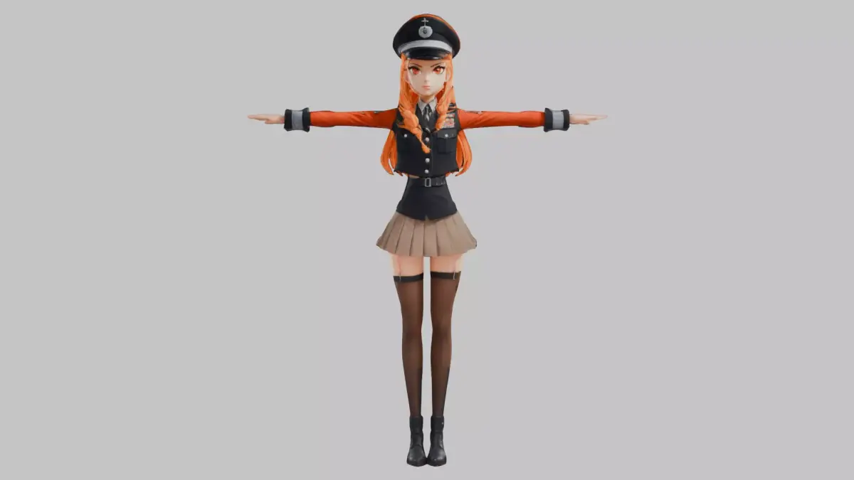 Lowpoly Stylized Anime Makima Character  Game-Ready 3D Asset   Low-poly 3D model