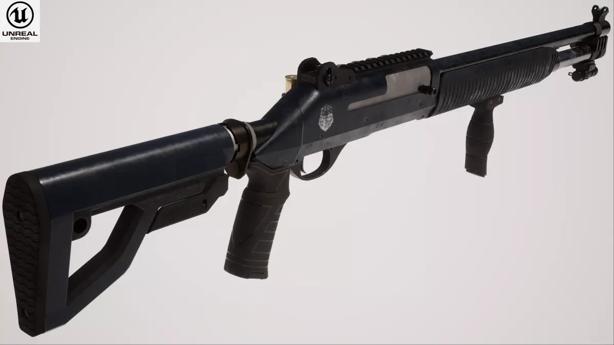 Shotgun 1 Used Low-poly 3D model