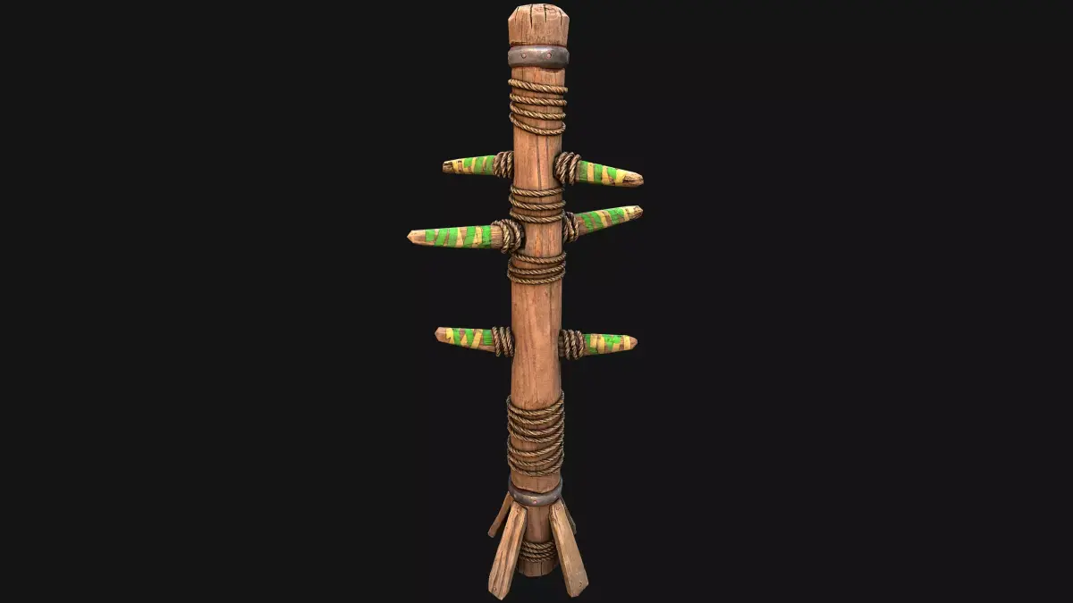 Medieval Training Dummy Wooden Furniture Low-poly 3D model