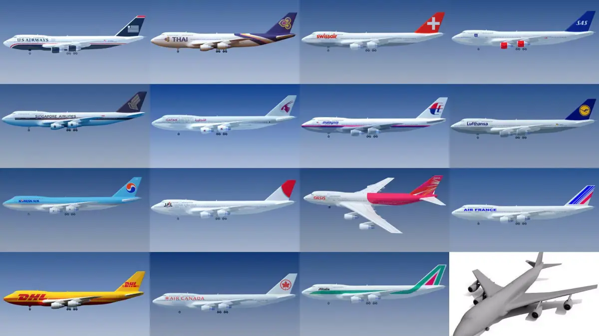 15 Airline Textures 3D Models 3D Model Collection