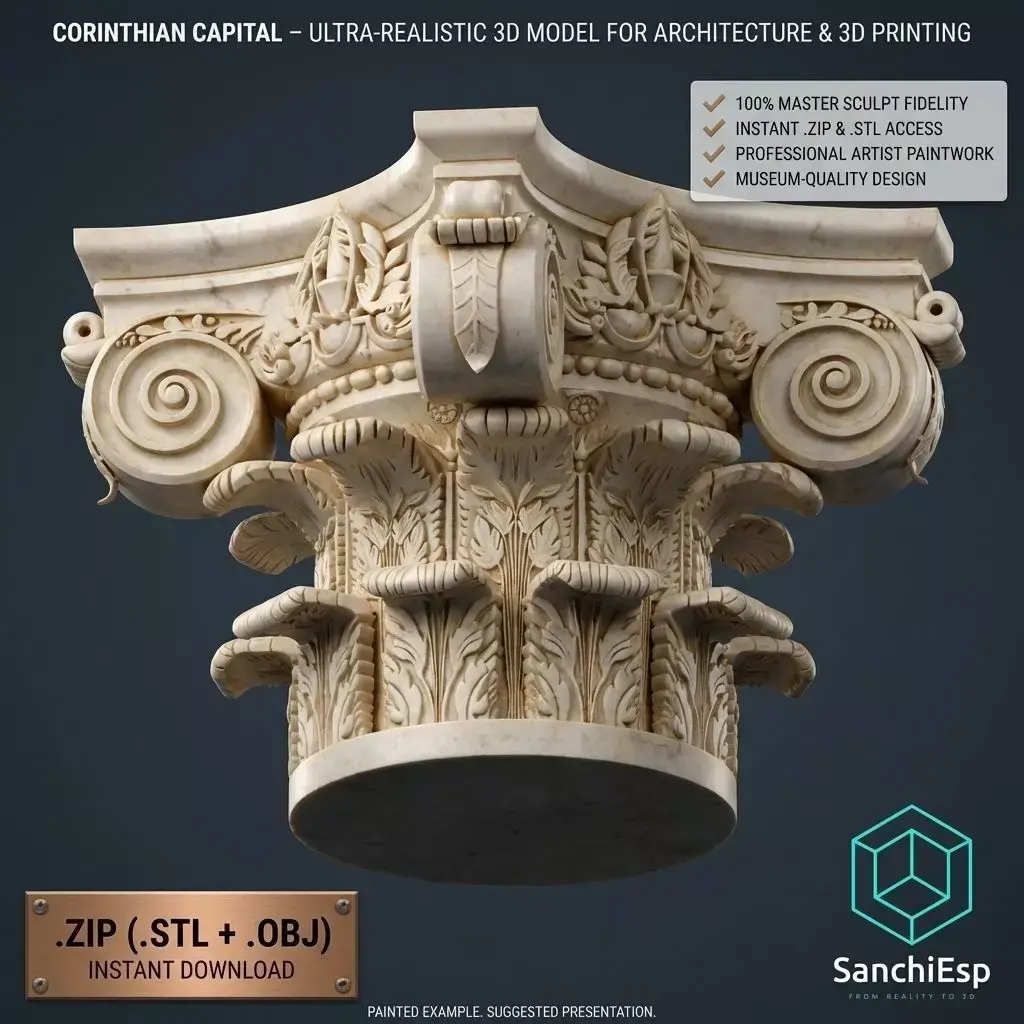 Corinthian Capital  Ultra Realistic 3D Model for Architecture  3D print model purchase