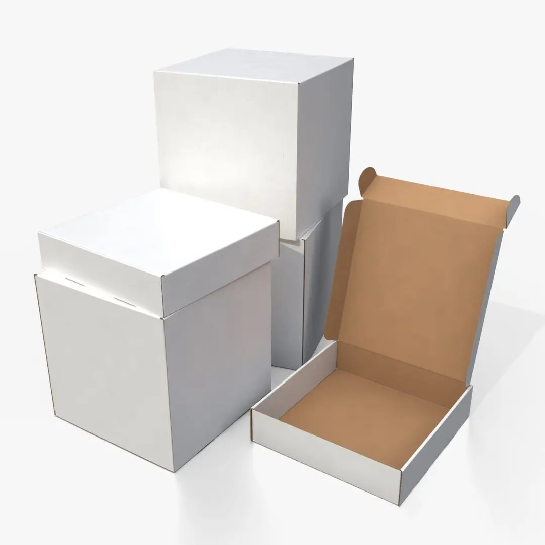 Mailer Boxes - White Cube and Flat Set 3D model