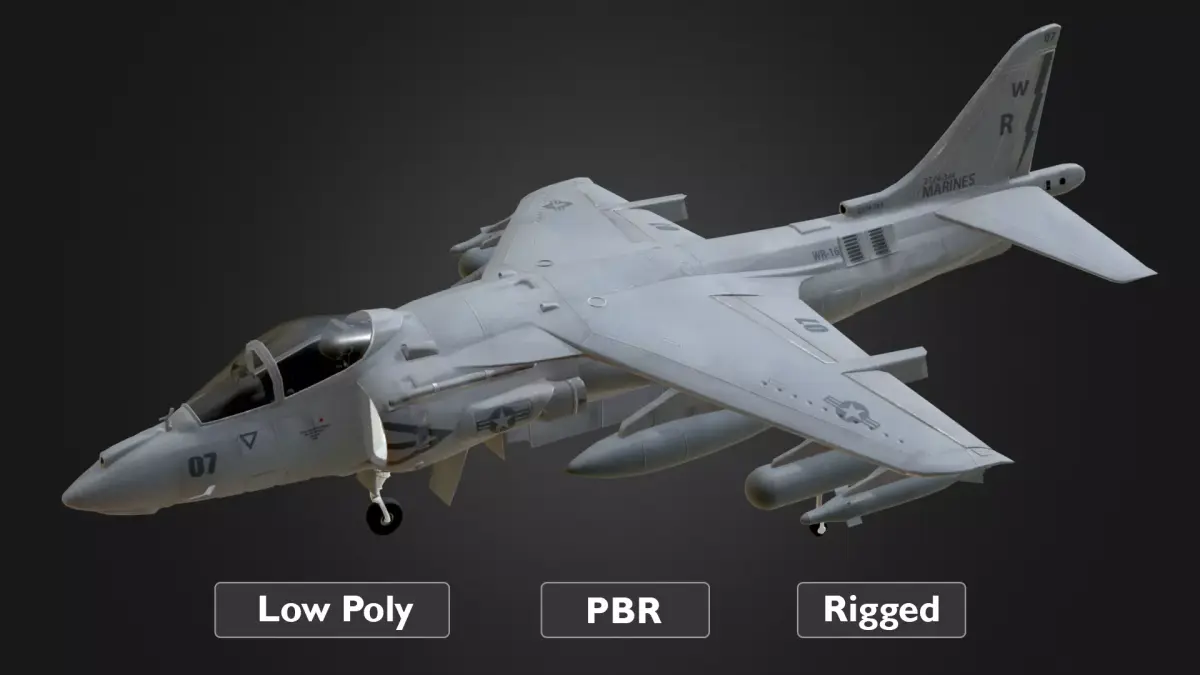 Harrier Jet Fighter Low-poly 3D model