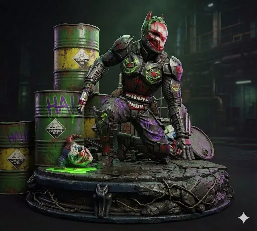 Toxic Chaos Masked Vigilante Statue STL 3D Print 90mm 3D print model