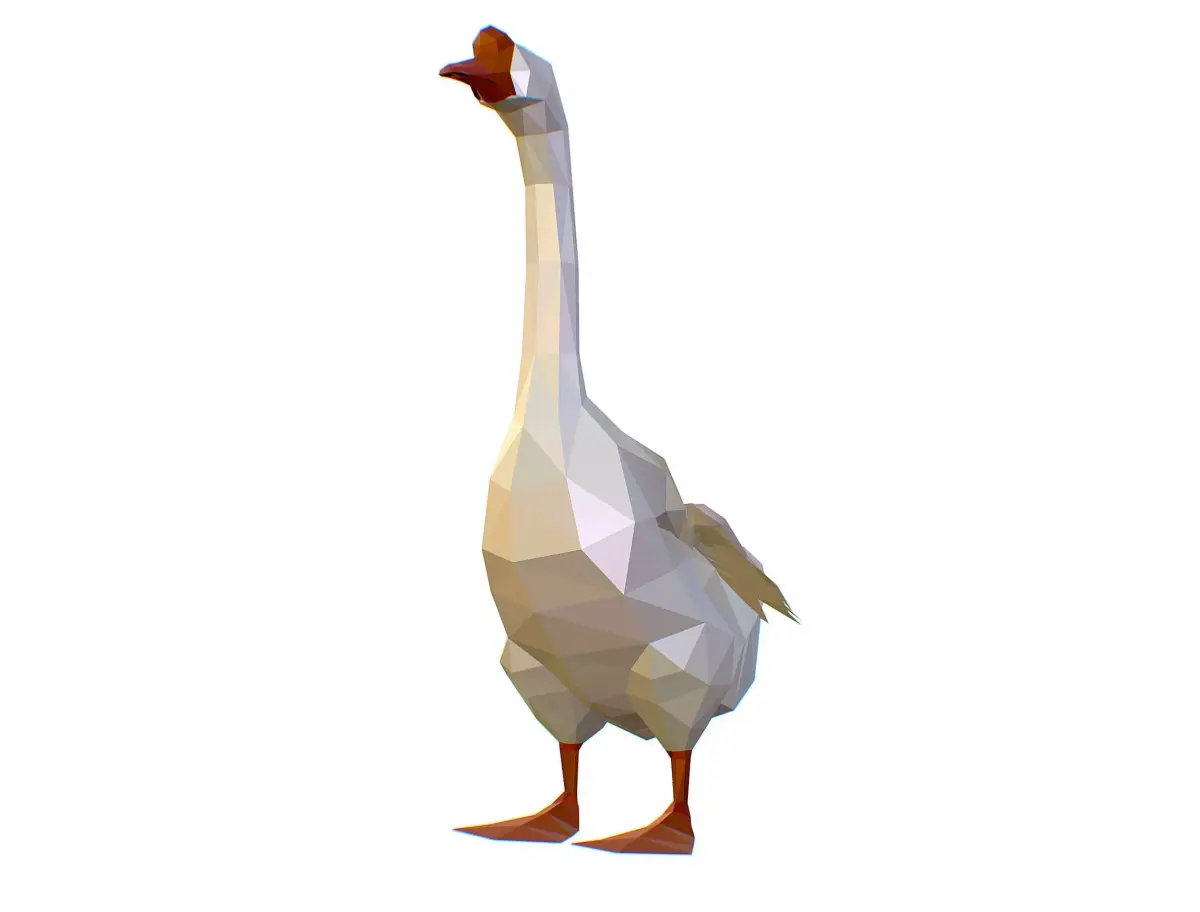 Animated White Goose Lowpoly Art Style Low-poly 3D model
