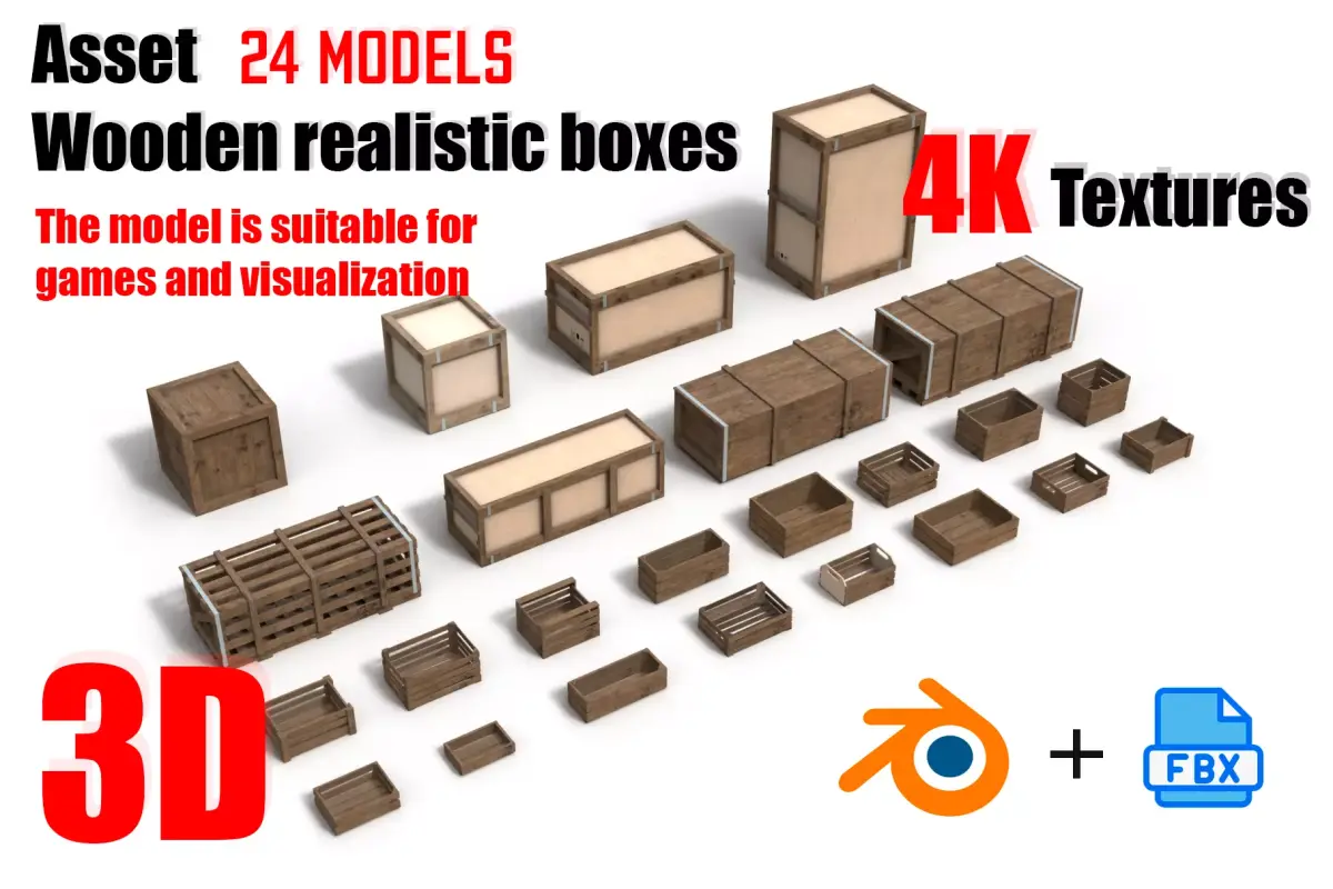 Aset Wooden Crate 3D 3D model