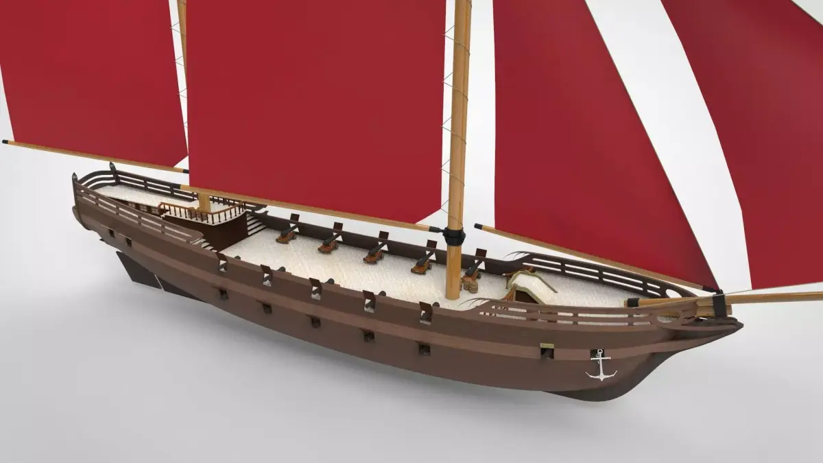 Pirate Ship sailing wa 3D model