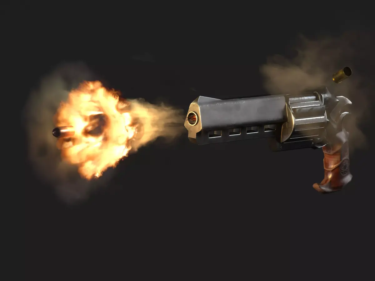 Skull Buster Revolver Handgun Low-poly 3D model