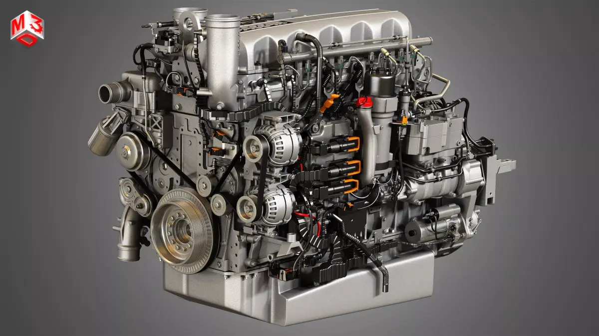  MX13 Heavy Duty Truck Engine - 6 Cylinder Diesel Engine 3D model