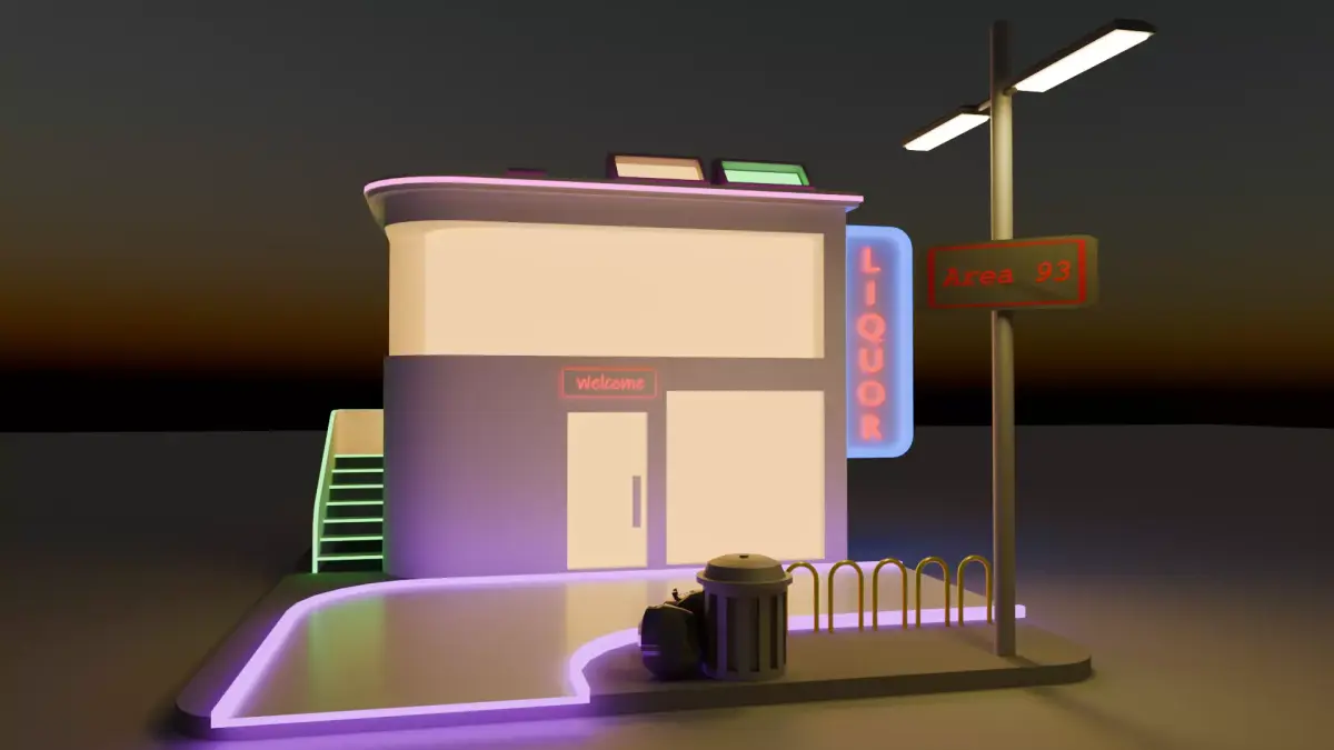 Cyberpunk Liquor Store Low-poly 3D model