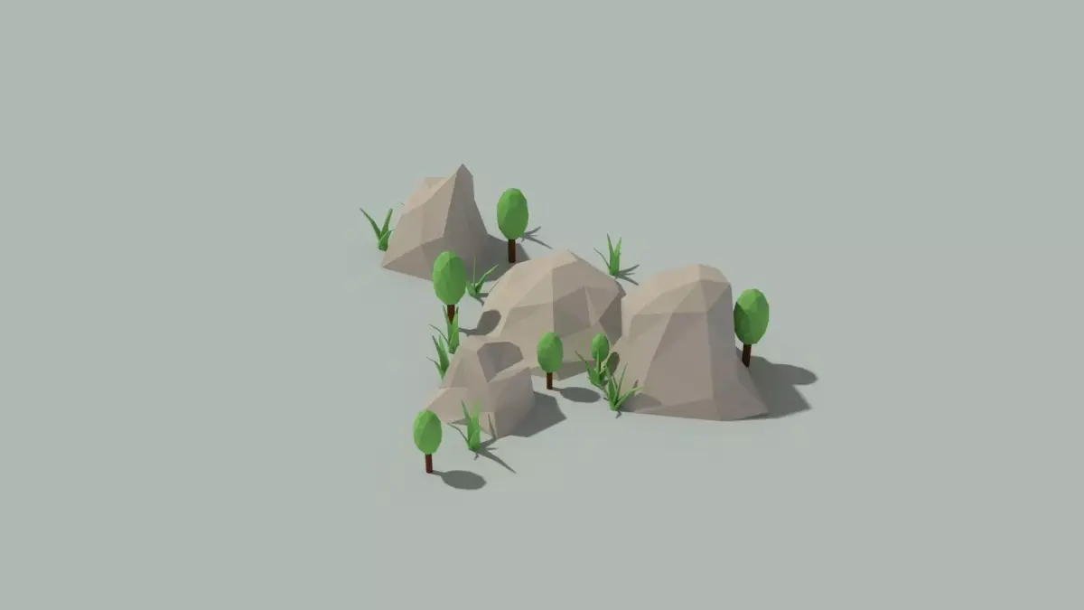 Low Poly Rocks and Plants Low-poly 3D model