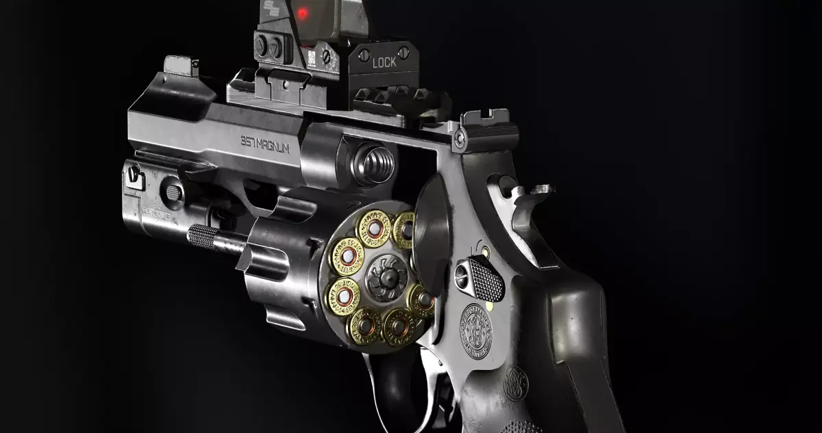 Game Ready R8 Revolver - Model and Textures  Low-poly 3D model