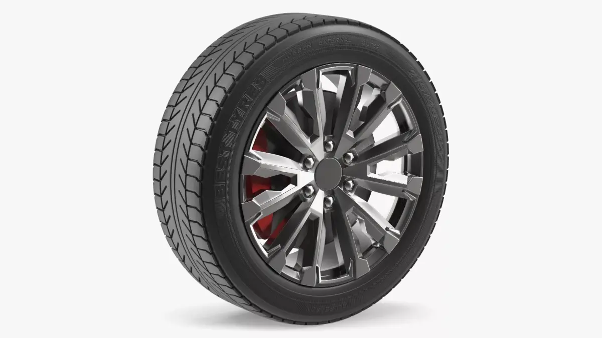 Alloy Wheel Rim with All Season Tire Silver 3D model